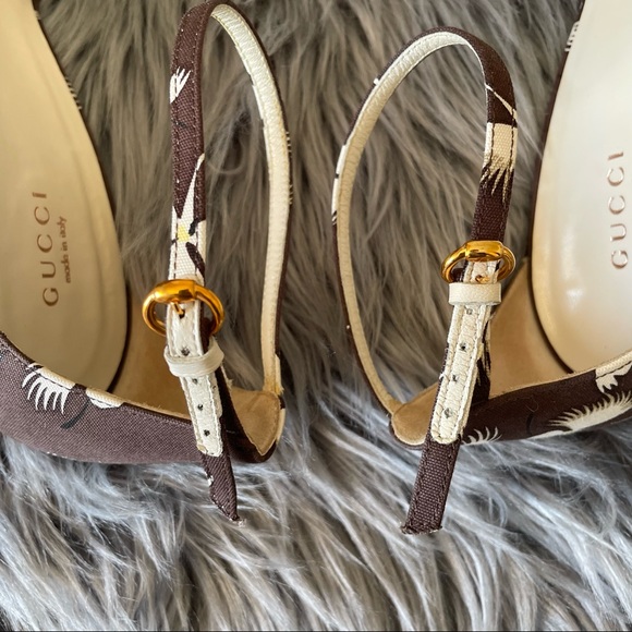 GUCCI orchid print ankle strap heels - Picture 7 of 15